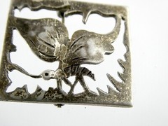 Vintage JB Signed Sterling Silver Butterfly Scene Pin or Brooch 925 5.6g 1 1/8In