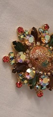 Juliana D & E Easter Egg Cabochon Rhinestone Brooch & Earrings Vintage Demi Set