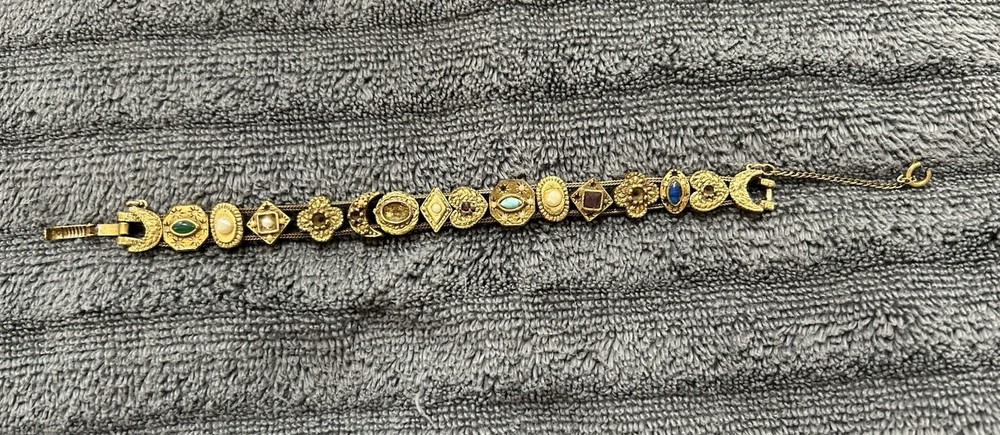 Victorian Style Slide Bracelet. Unsigned. Needs Repair Or Use for Craft Project.