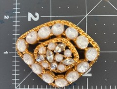 Elegant Vintage Style Gold Tone Rhinestone Brooch Pin