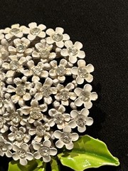 Vintage Weiss Brooch Pin Enamel Rhinestone White Flower 2.5 Inches Long Stunning