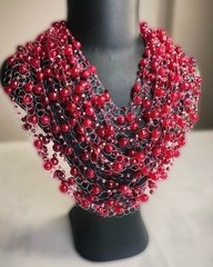 Artisan Stone Collar Necklace Multi Strand Agate stone and crystal