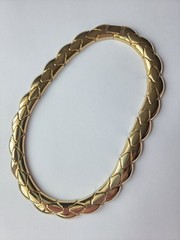 Vtg Segmented Snake Link Necklace 80s 90s Wide GoldTone Light 18″ Retro Choker