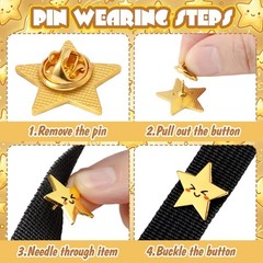 Bulk Gold Star Pins – 25/50/100/150/300 Pcs Metal Motivational Brooches for 4th