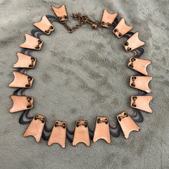 Vintage Matisse Renoir Copper Enamel Necklace Unsigned 16”