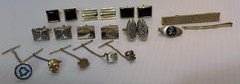 Men’s vintage lot Cufflinks Tie Bar & Tie Pins Gold/Silver