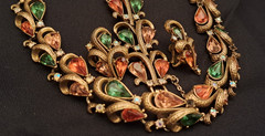 1950’s Adolph Katz Era CORO Scheherazade Jewel Tone 3 Piece Rhinestone Demi Set