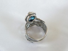 OrPaz 925 Sterling Silver London Blue Topaz Organic Ring Size 6
