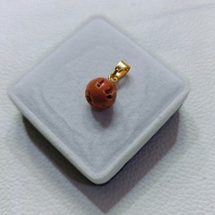Natural Italian Orange Coral Round Beads Pendant Vintage Gemstone Handmade Gift