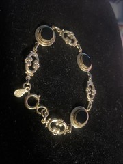 Vintage Amco 1/20 14k Gold fill Black Onyx Link Bracelet 7″ Stunning