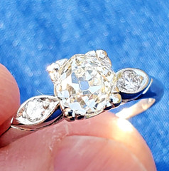 NATURAL EARTH MINED DIAMOND ORIGINAL Art DECO Engagement Ring PLATINUM Solitaire