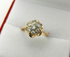 Vintage Style Flower Cluater Ring 2 Ct Lab Created Diamond 14k Yellow Gold Over