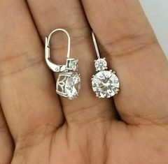 Art Deco Style Round 2.30 CT Lab Created Diamond 14K White Gold FN Drop Earrings