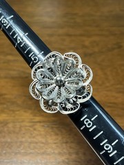vintage sterling silver filigree flower ring adjustable italy size 7