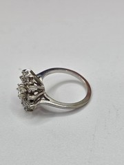 Antique 14K white gold diamond art deco flower ring