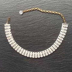 Off-White Black Polkadot Vintage 80s Choker Necklace Adjustable Length