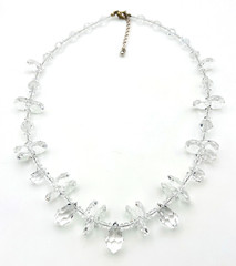 Vintage Faceted Clear Glass Crystal Necklace 21 in