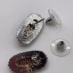 Earrings Vintage High Quality Acrylic Gem Stone Silver Tone Metal Stud Jewelry
