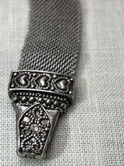 Vintage Square Marcasite Mesh Band Bracelet Magnetic Clasp 7″
