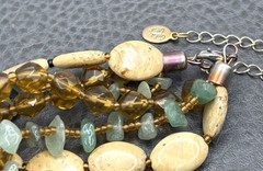 VTG Cookie Lee Asian Style Jade Gemstone Necklace 3 Strand Multistrand 16-19”
