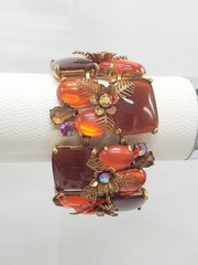 Selro Selini 1970s Orange Jelly Jewel AB Bracelet & Earrings Set Signed!