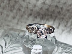 VINTAGE Engagement Ring Gold Art Deco Solitaire SIGNED McGrath-Hamin -SIZE 5.75