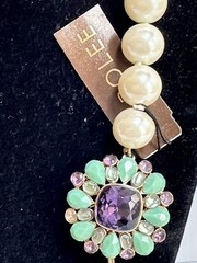 VTG CAROL LEE FAUX PEARL AMETHYST TURQUOISE BEADS 16” NECKLACE WITH TAG READ!