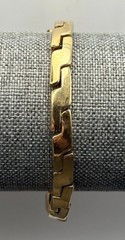 VINTAGE Monet 80s 6MM Geometric Link Gold Tone Bracelet 7” READ
