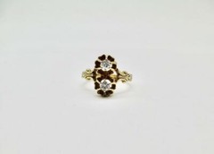 VICTORIAN BUTTERCUP 14 KT YELLOW DIAMOND RING 0.24 CTW SIZE 7.25