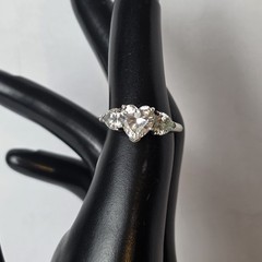 Sterling Silver 925 Triple Heart Shaped CZ Ring Size 6 Made in Thailand