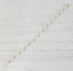 Vintage Wired Mid Century 10K Yellow Gold 5.7mm Pearl Chain Link Bracelet 7.5″