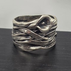 Paz Israel 925 Sterling Silver Ring Sz 7.5 Calla Lily Wrapped Multi-Band Vtg