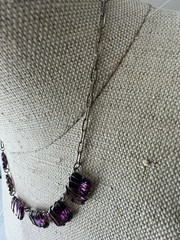 Antique Art Deco Purple Molded Glass Rivière Necklace – 17” – Silver Clasp