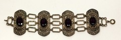 Antique Vtg 800 Silver Filigran Depose Bracelet with Purple Stones