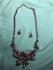 Joan Rivers XXV Classics Collection Necklace Earring Set Enamel Rhinestones