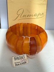 Vintage Butterscotch Baltic Amber Bracelet Stretchy USSR Soviet Kaliningrad