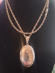 Sterling silver large locket double sided photo pendant necklace, Vintage 37″