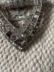Vintage Art Deco Elisha Phinney 1932 Rhinestone Hinged Fur Dress Clip Brooch