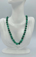 Vintage Malachite Gemstone Necklace 20.5” Long with Clasp