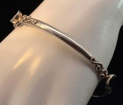 Taxco Mexico Sterling Silver Onyx Bangle Bracelet B91