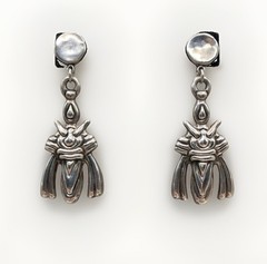 Old Pawn Early Mexican Sterling Silver Dangle Earrings Screwback – 2 1/2″