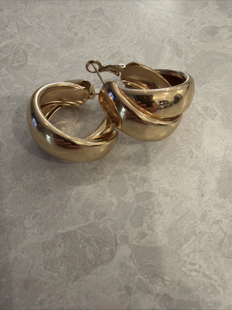 Vintage Gold 1980S Hoops Pierced Earrings Fun Classic. Fun Way To Party 80s Fad