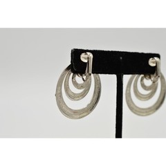 Vintage Dangle Clip On Earrings Pave Rhinestone Crystal Dangle Drop 1980s BinU