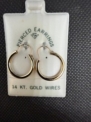 Vintage Solid 14kt Gold Earwire Gold Plated Hoop Earrings NOS