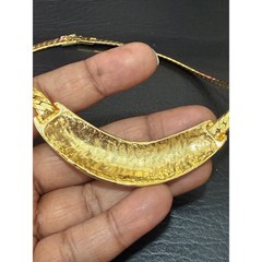 Vintage Enamel Jewel Tone Collar Necklace Womens Gold Tone Herringbone 16″