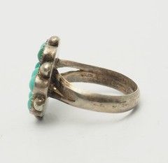 Antique old pawn sterling silver turquoise dots southwestern ring size 5