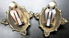 CLAIRE DEVE Paris France Amber Crystal Glass 1990’s Clip Earrings W/ COA!