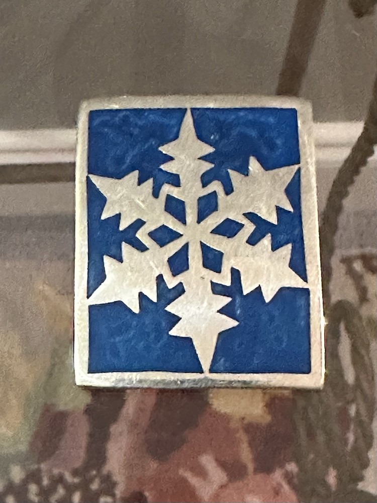Vintage Alpaca Silver Blue Enamel Snowflake Pendant Brooch Mexico 1 3/4”