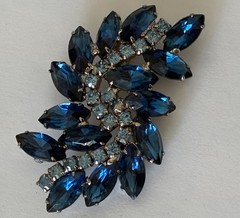 Vintage Blue Crystal Brooch Pin