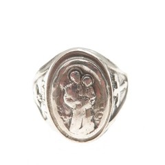 Creed 925 Sterling Silver Antique Art Deco Saint Joseph Oxidized Ring Size 11.25